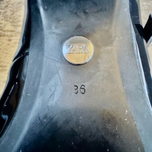 Zara Black Patent Double Strap Low Block Heel Mary Janes - Picture 14 of 15